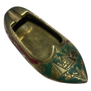 VTG Engraved Brass Ashtray Egypt Middle Eastern Oriental Traditional Shoe 3.5 in
